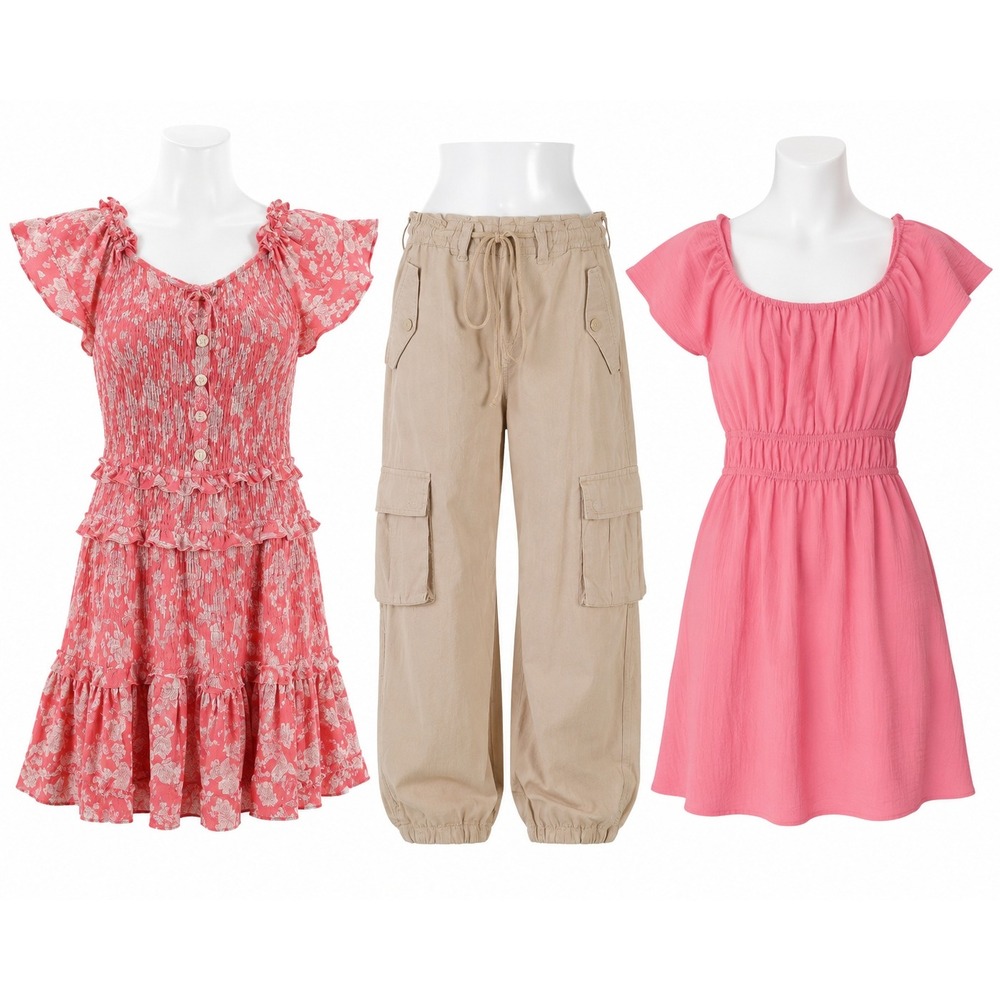 Girls Small Bundle Tractr Cargo Pants Ringinality Pink Dress C&V Girl Floral